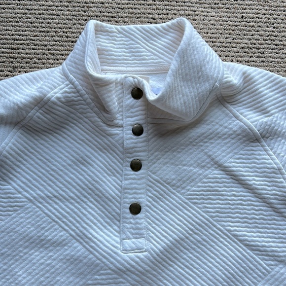 Goodfellow & Co White Textured Snap Pullover Sweatshirt - Size Large - Picture 4 of 9